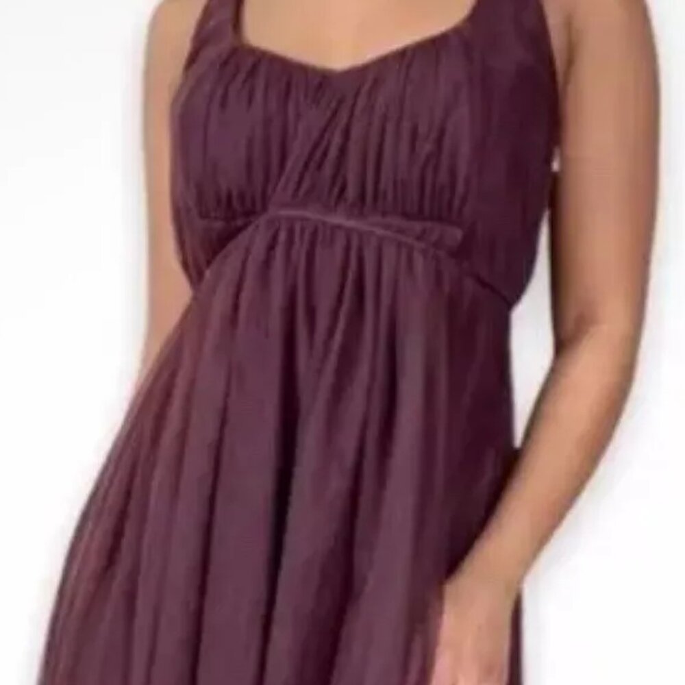 Anthropologie Moulinette Soeurs Brown Tulle Pleated Sleeveless Dress Size 12 NWT - Picture 2 of 13